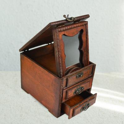 Wood Jewelry Box Storage Container Collectible Rustic Organizer Display