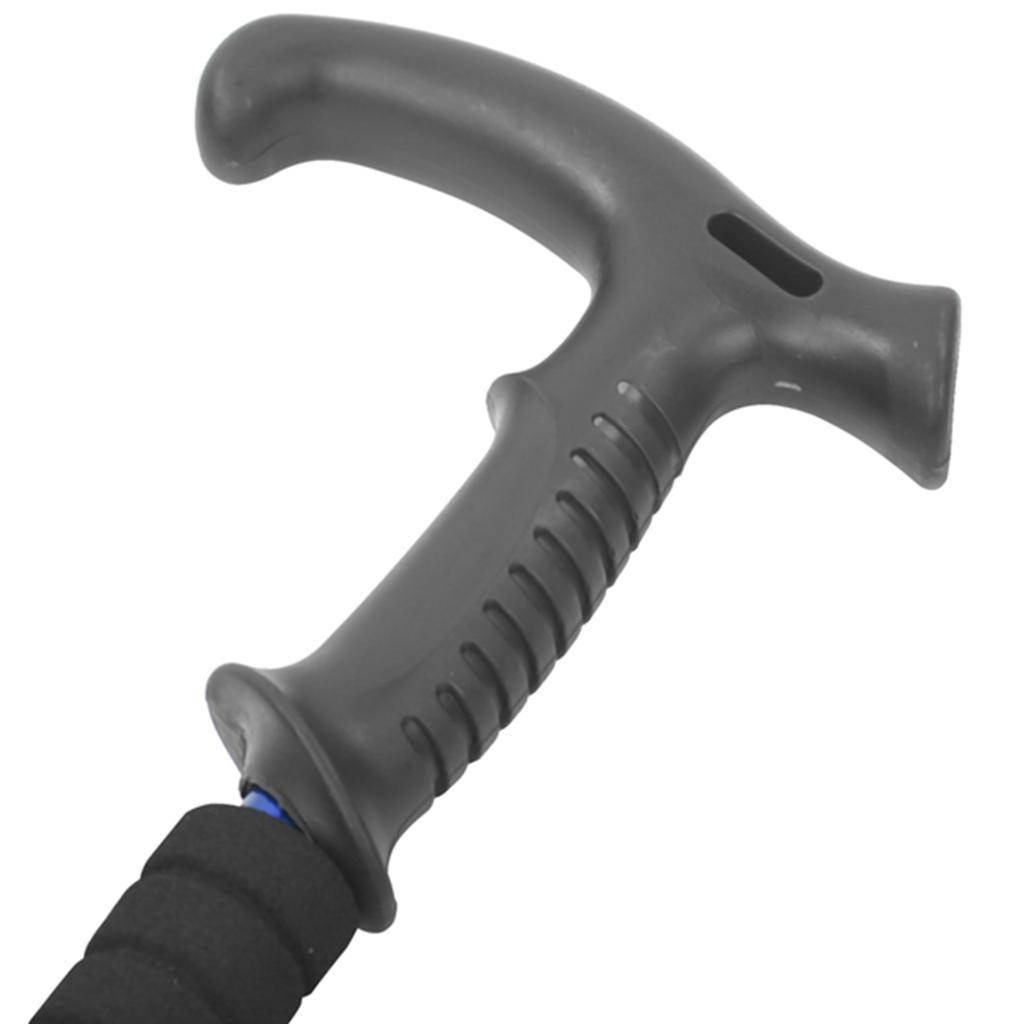 Trzyczęściowy kij alpenstock ze stopu aluminium, rozszerzana rękojeść, sprężyna amortyzująca, teleskopowy kij trekkingowy niebieski