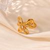 Elegant Pearl Flower Butterfly Rings For Women Stainless Steel Gold Color Wedding Ring Feamle Jewelry Accessories gifts