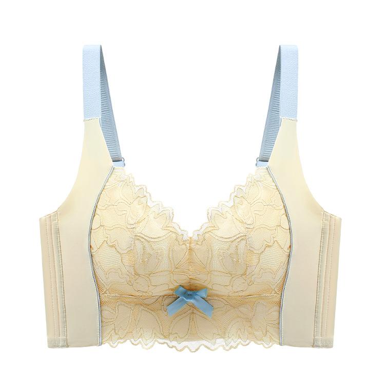 Intelligent temperature sense, no steel ring, small chest gathered, large and seamless, upper support, anti-sagging lace bra