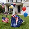 1 Set Independence Day Goose Outfit Outdoor Porch Goose Costumes Patriotic Stars And Stripes Jacket Hat Set for 23 Inch
