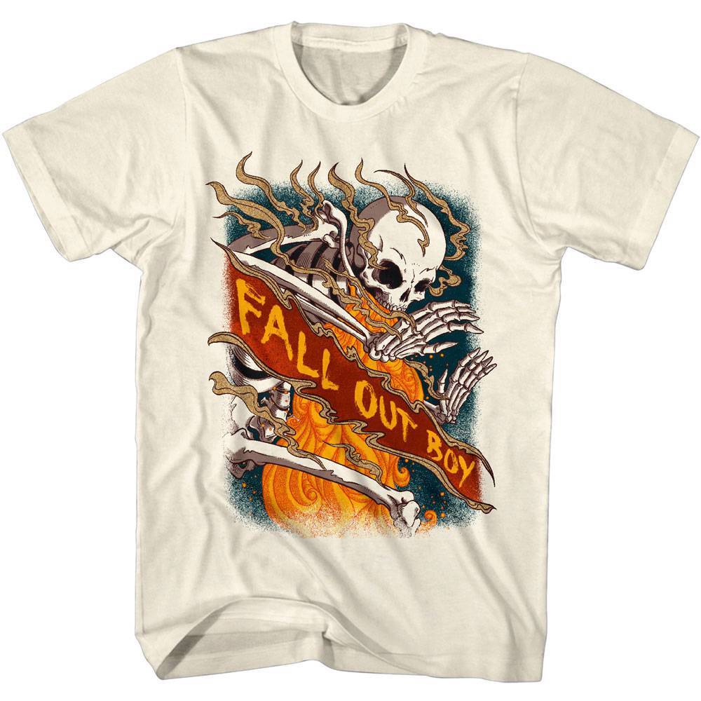 Fall Out Boy Skeletons on Fire Men's T Shirt Light Em Up Skater Alt Rock Band