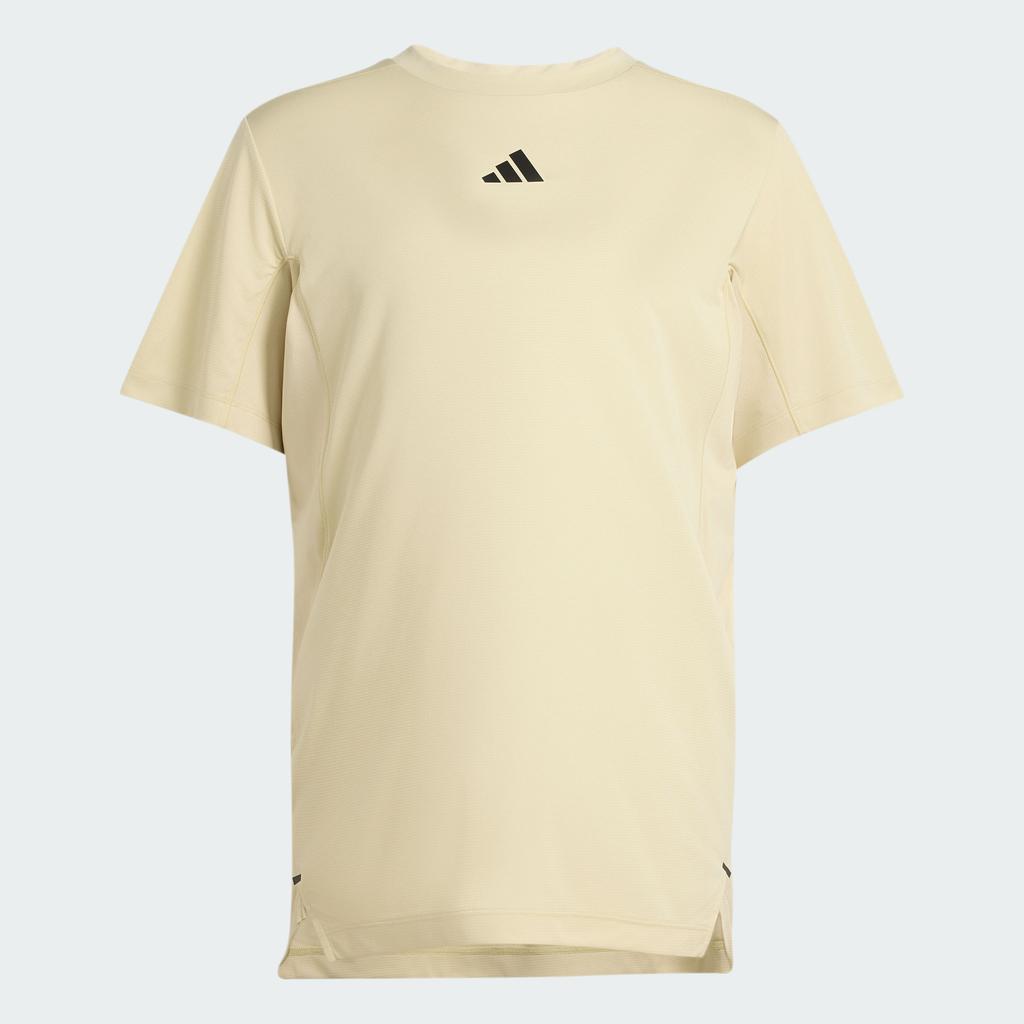 Adidas D4T Quick Dry T Shirts Men's Yellow Crew Neck Moderate