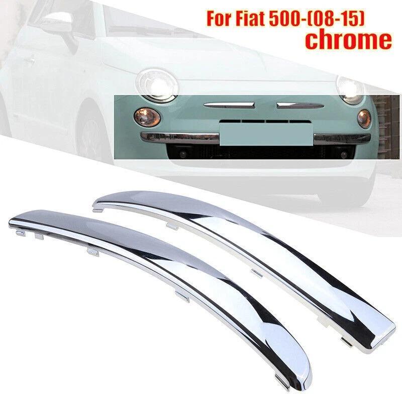 735455041 735455042 Paar Auto Frontstoßstange Obere Zierleiste Chrom Carbon Zierleiste Für FIAT 500 2008‑2015 Frontstoßstange Unterer Kühlergrill Zierleiste