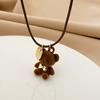 Cute coffee plush bear pendant necklace women's autumn and winter long sweater necklace new personalized versatile sweater chain
