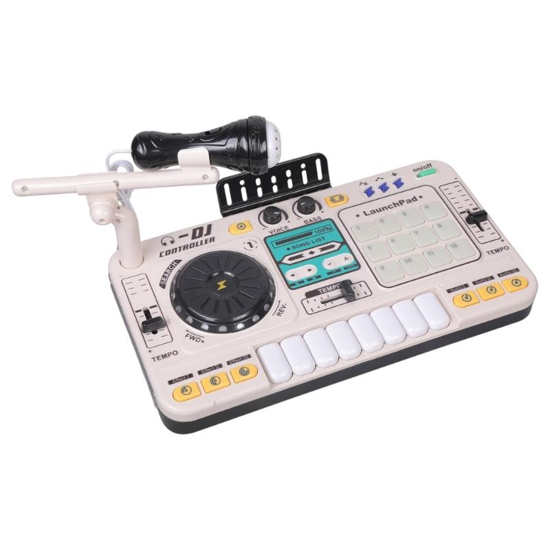 Kids Rechargeable DJ Mixer With Karaoke Microphones Multifunctional Music Creation Toy For Aspirings DJs