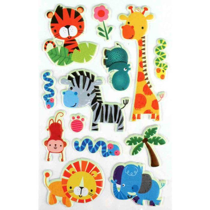 Stickers phosphorescents Animaux savane 1 à 8 cm 13 pièces