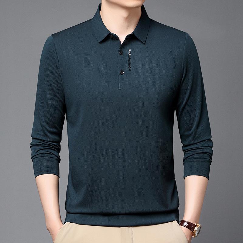 Men'S Long Sleeve T-Shirt Lapel Business Casual Polo Shirt Men'S Thin Top T-Shirt