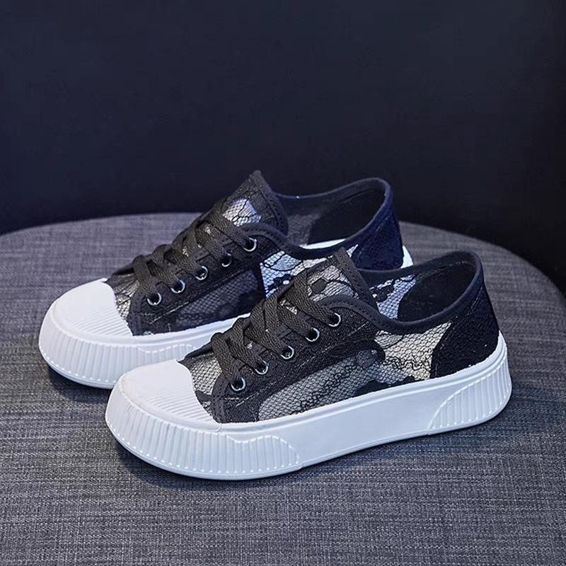 Lace mesh white shoes women's 2025 new spring and autumn ins tide Korean version versatile casual sports flat baseplate shoes