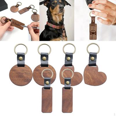 6Pcs Holz Schlüsselanhänger Schlüsselanhänger DIY Handwerk handgemachte Männer Frauen hängen Anhänger Tags Ringe