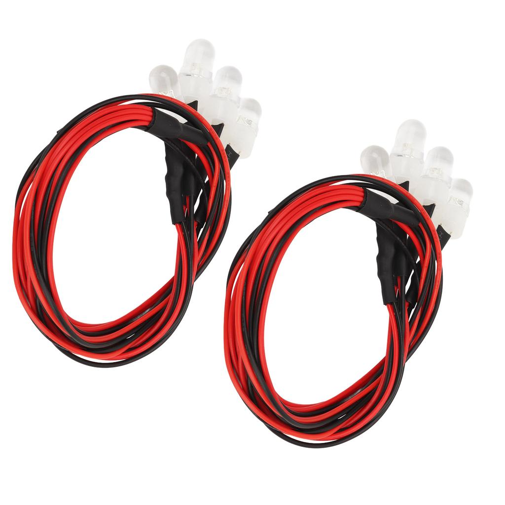 2PCS 4 LED RC Car Lights Universal 8mm White and Yellow RC Car Headlights Taillight Kit for Traxxas