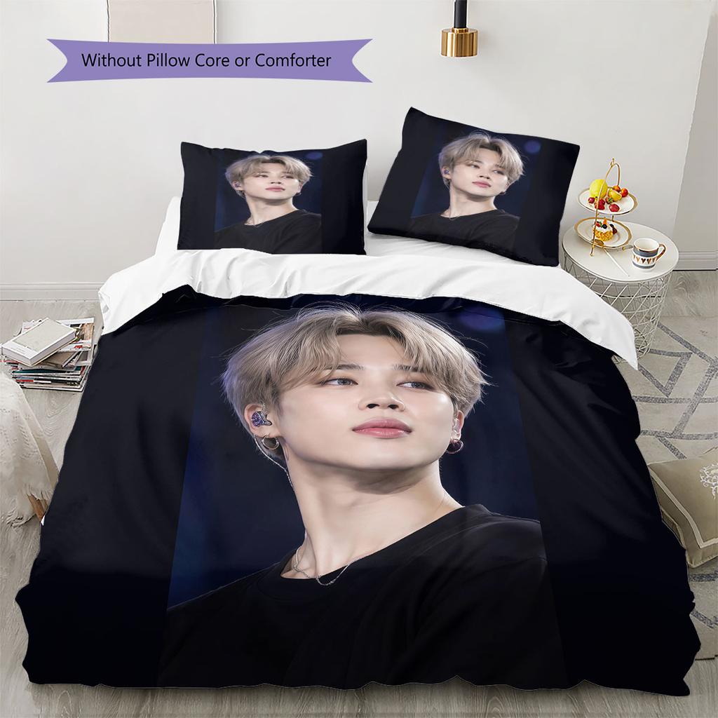 Jimin Pattern Bedding Home Decoration Birthday Gift ( 1 duvet cover + 2 pillowcase, without core),fan merchandise.