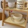 Vine Woven Simple Double-layer Desktop Storage Rack, Cups, Cosmetics, Snacks Storage Rack, Figurine Placement and Sorting Rack