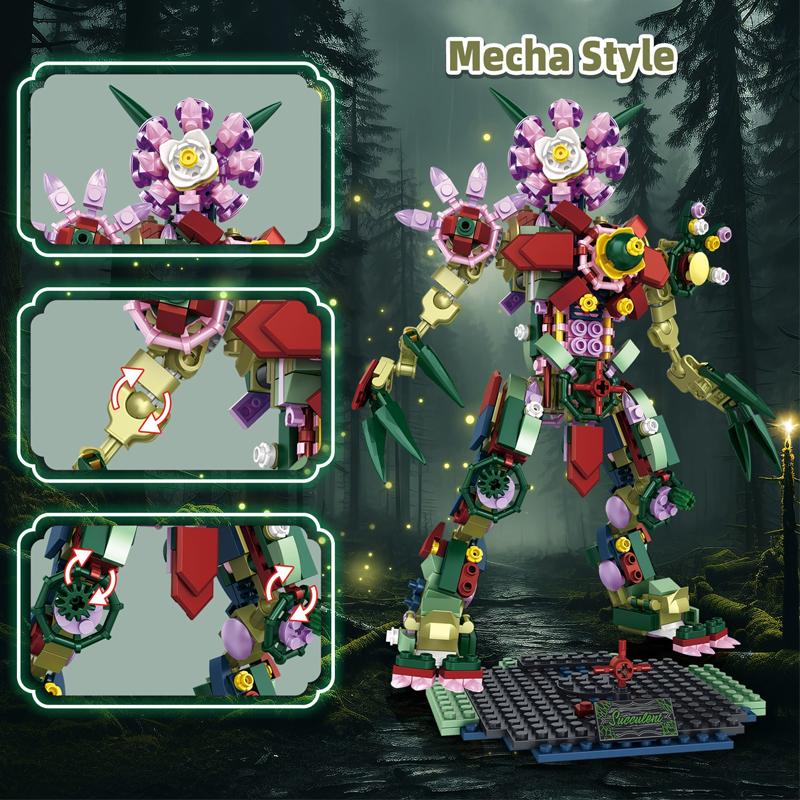 578PCS Creative Succulent Mecha Building Blocks Models Robot Transformation Toys Action Figures for Kids Halloween Christmas
