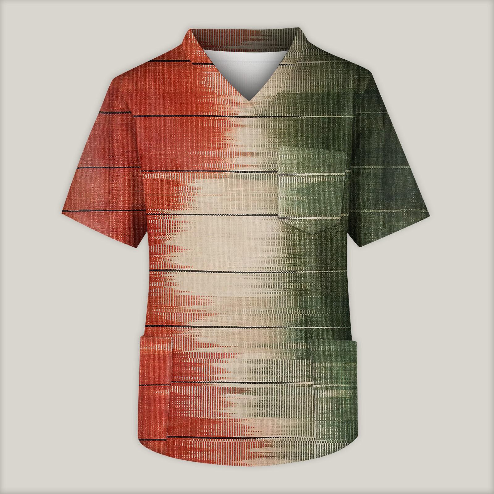 

Мужская рабочая блузка с короткими рукавами и v-образным вырезом с принтом, топ с нагрудным карманом XXL киноварь