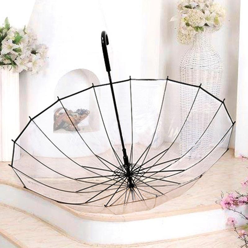 Transparent umbrella long handle transparent umbrella ins Internet celebrity umbrella straight pole environmentally friendly umbrella printed logo