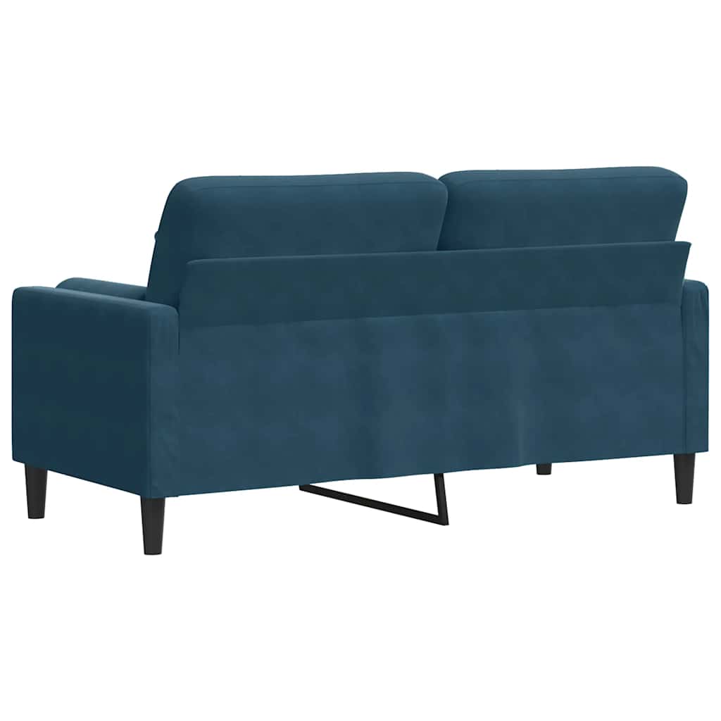 2 Seater Sofa with Decorative Cushions Blue 140 Cm Velvet