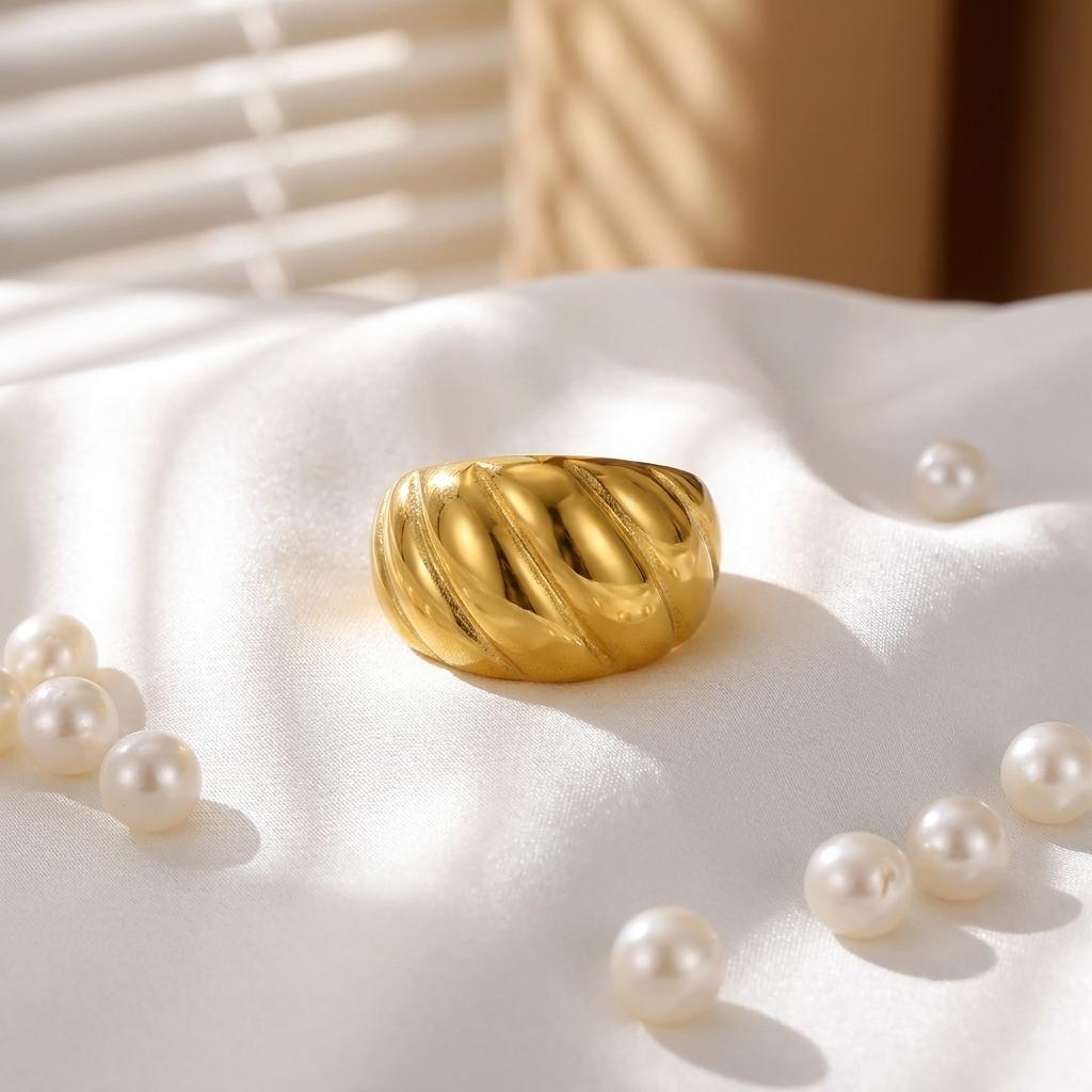 Unique Stainless Steel Pearls Flower Rings for Women Men Punk Hip Hop Geometry Irregular Finger Rings Tarnish Resistant Jewelry