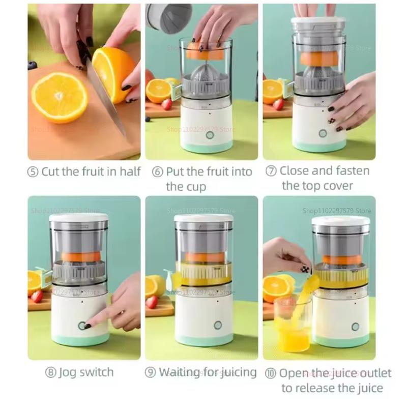 Portable Electric Juicer Orange Lemon Fruit Automatic Blender Mini Household Juice Squeezer Mixer Bidirectional Spiral Design