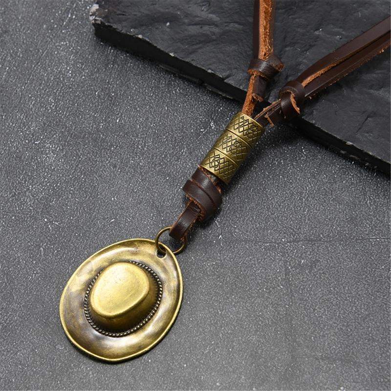 Retro Zinc Alloy Necklace Lightweight Brown Leather Neckchain Jewelry For Everyday Wear And Stylish Occasion
