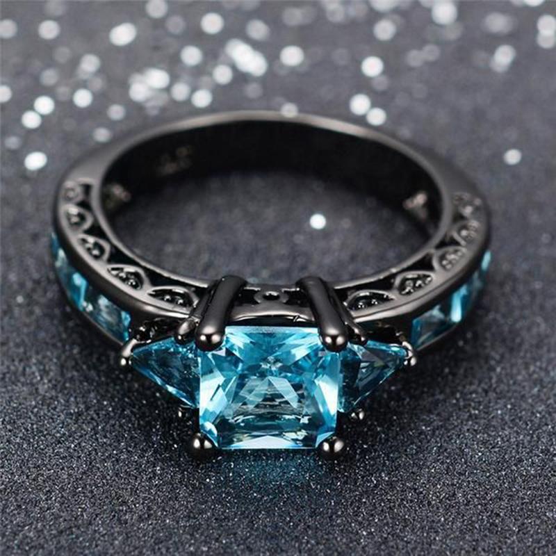 New European And American Creative Accessories Fashion Female Zircon Hand  Black Gem Wedding Ladies Ring