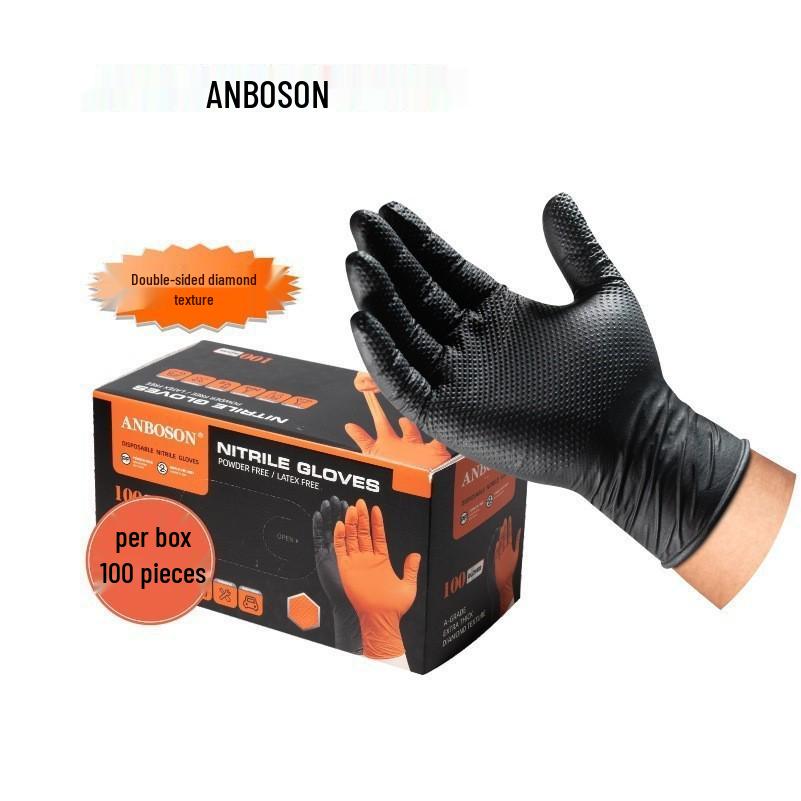 Ambo Chen Extra Thick Diamond Pattern Wear-Resistant Nitrile Auto Repair Gloves