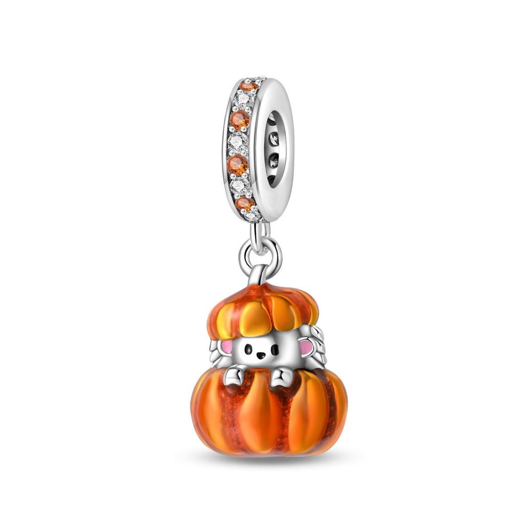 2026 Autumn Maple Leaf Owl Squirrel Charm Charm Charm Beaded DIY Jewelry Bracelet Accessories 925 Silver