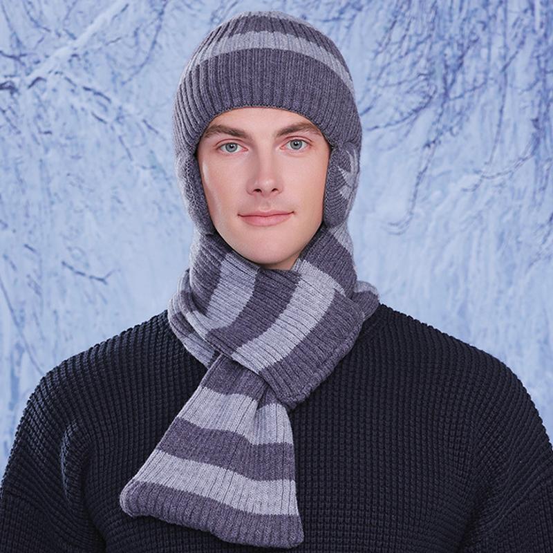 Wintermütze Schal Anzug Herren Damen Outdoor Winddicht Ohrenschutz Pullover Kaschmir Warm Gestrickte Wollmütze