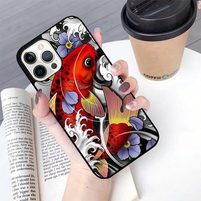 Koi Carp Fish Japanese Skull Tattoo Phone Case Cover for iPhone 17 Air 16 16e 15 12 11 13 14 Pro Max Apple Plus