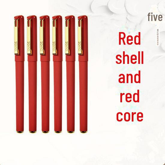 5000 Years W-386 Černá a červená 0,7mm Matné kaligrafické gelové pero - Podpisování, Hrot Bullet, Voděodolné, Uhlové.