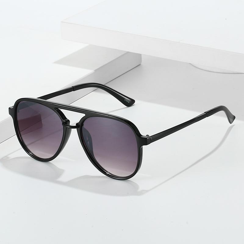 European and American New Double-beam Pilot Sunglasses Men's Driving Sunscreen Advanced Sense Large-frame Retro Glasses