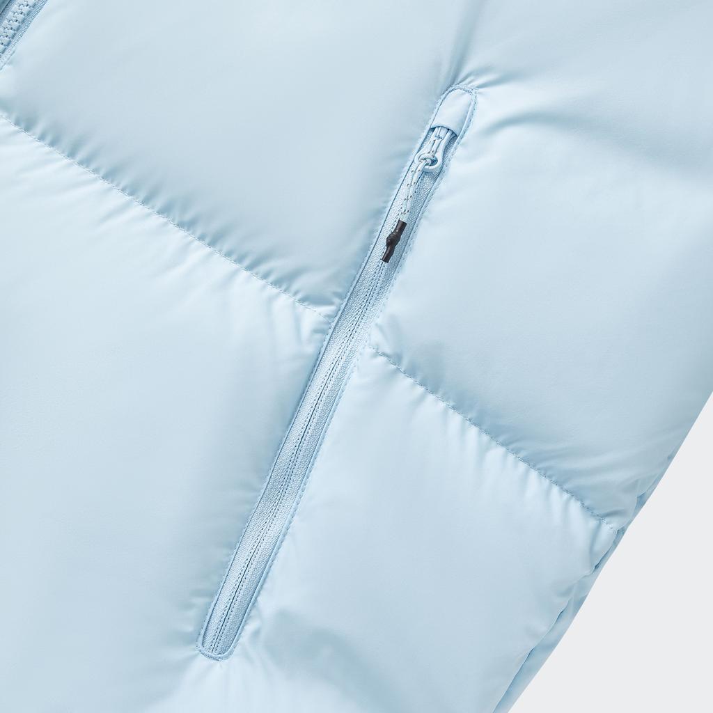 Adidas Puffy Down Series Solid Color Soft Hooded Zipper Loose Water-Resistant Warm Puffer Jacket Women Outerwear Ice-Crystal-Blue JV6190