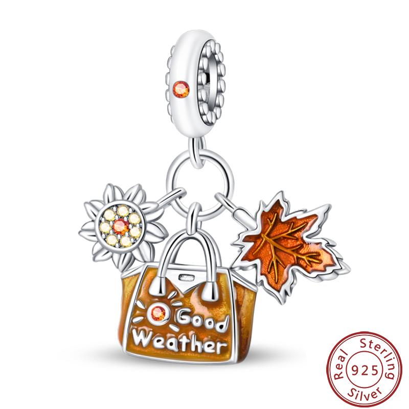 Copper Romantic Autumn Charms Beads Pumpkin Maple Leaf Scarecrow Harvest Pendant 3Mm Diy Fine Jewelry Accessories