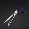 7" Purple Handle Pet Grooming Scissors Set: Straight, Bent, Thinning Shears & Comb
