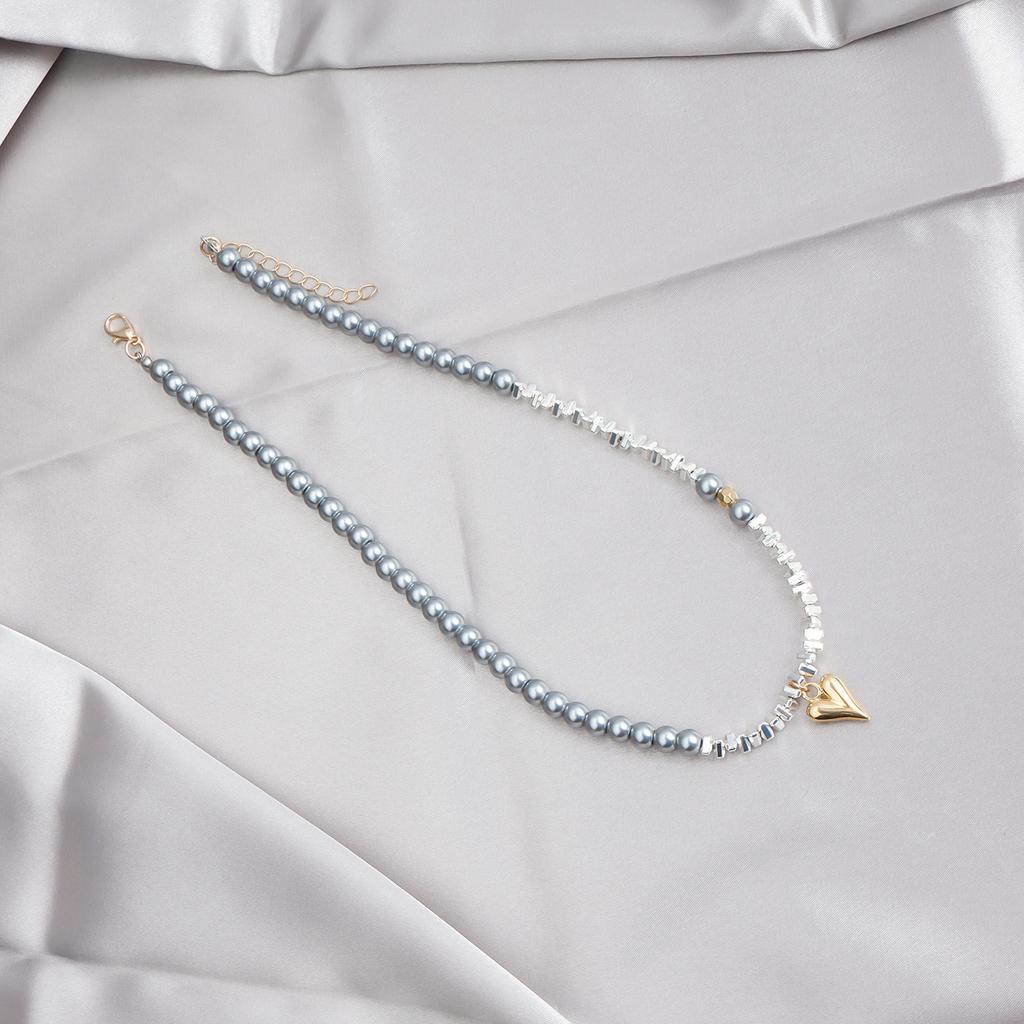 New Y2K Heart Beaded Necklace Women Boho Crystal Class Gravel Clavicle Chain Cool Y2K Choker Exquisite Fashion Jewelry