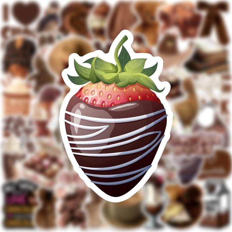 10/30/50PCS Cartoon Chocolate PVC Sticky Sticker Aesthetic DIY Decoration Scrapbooking Hand Accounting Supplies