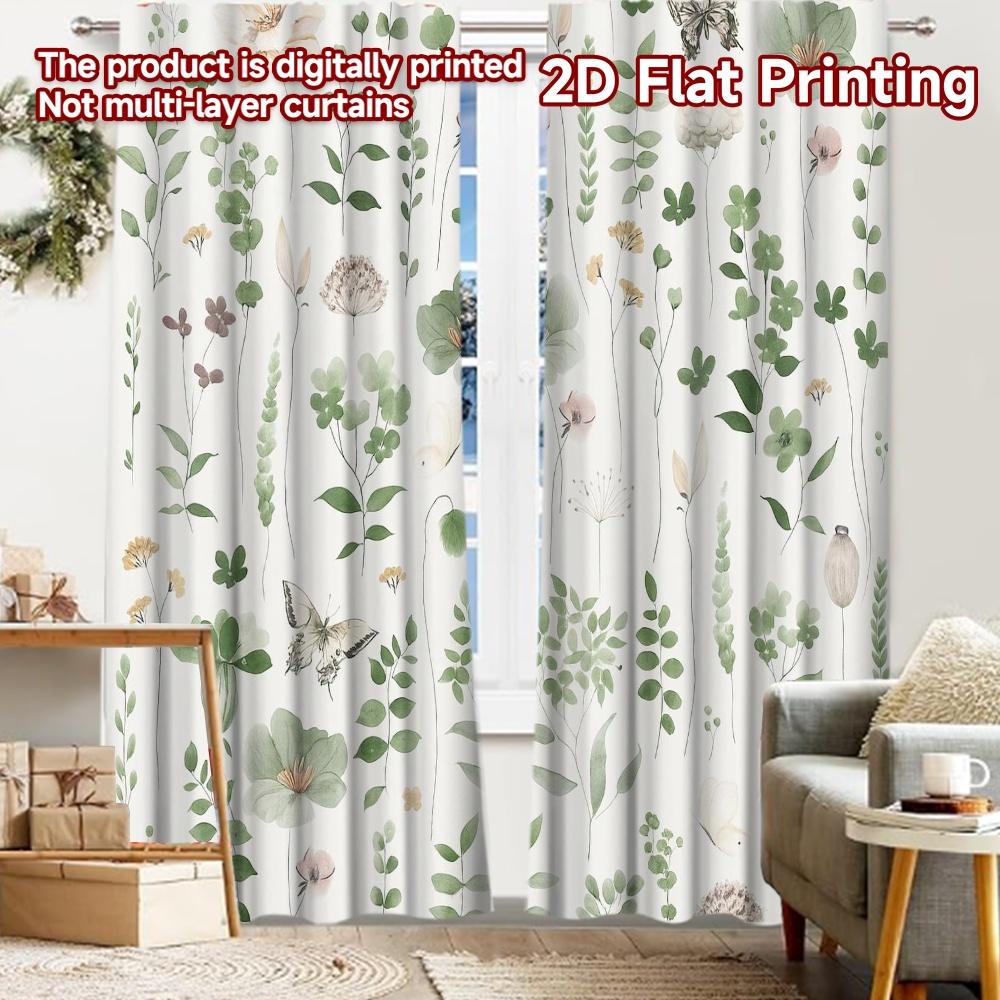 

2 шт., Шторы с плоской 2D-печатью (Без Рода) Ботаническое блаженство Праздничные шторы с принтом Тканевые шторы Украшения Внутри 52.50 × 116.00 cm 2 pcs