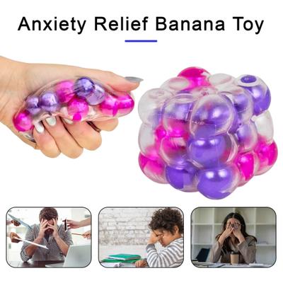 Cubo de Estresse Crocante para Alívio da Ansiedade, Cubo de Apertar com Enchimento de Bolinhas, Brinquedo Sensorial de Apertar Anti-ansiedade, Gadgets de Descompressão
