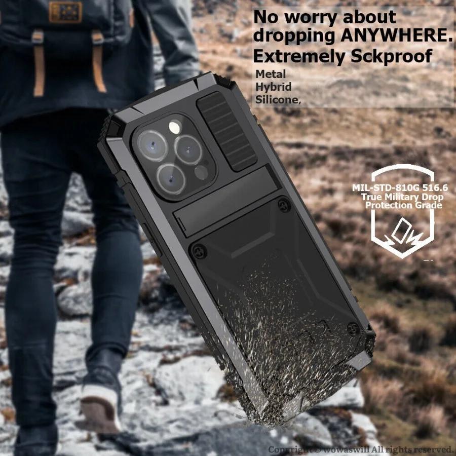 IP54 Waterproof Heavy Duty Metal Phone Case for Samsung S26 S25 Edge S24 S23 S22 S21 S20 Plus S26 Ultra Shockproof Armor Cover