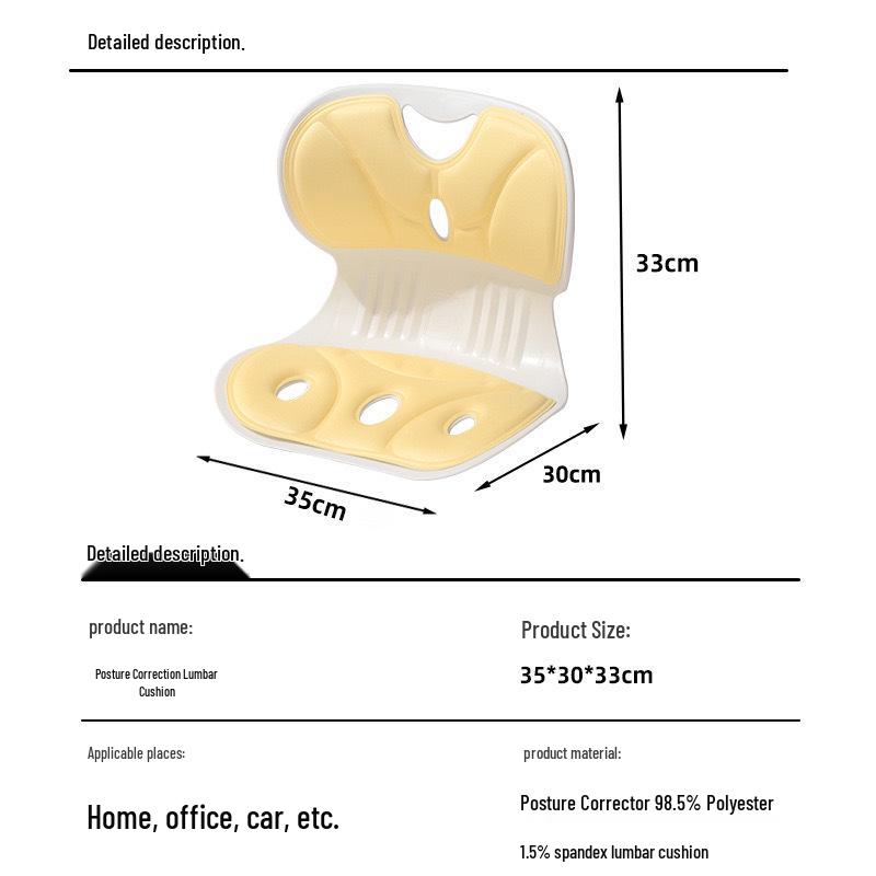 Ergonomic Lumbar Support Cushion & Posture Corrector with Cervical Traction for Office Use