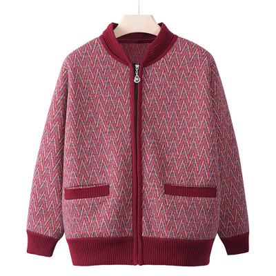 Omas Mantel Herbst Neuer Stil Ältere Strickjacke Damen Mutter Modische Strickjacke Alte Dame Gestreiftes Oberteil