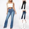 Damen Neue Gerippte Schlagjeans High Stretch Jeans