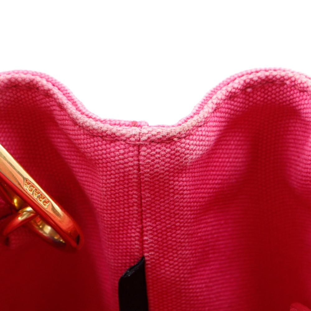 Prada Canapa Handbag 2WAYShoulder Tote Bag Pink Canvas Women Used
