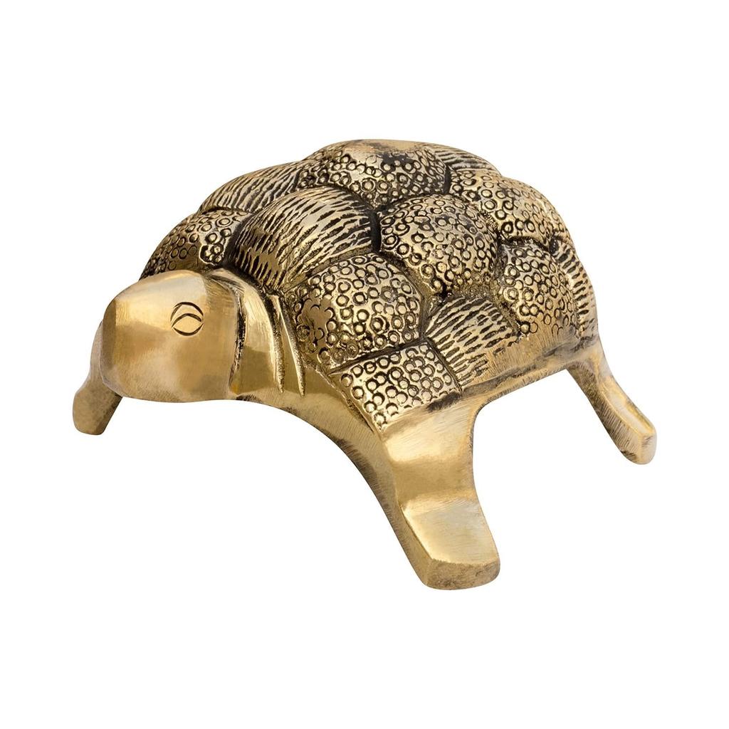 Pure Brass Turtle Idol, Vastu Statue For Home & Office, Religious Idol - 13 Cm