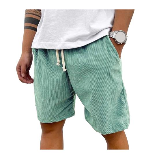 

Men Shorts Elastic Waist Adjustable Drawstring Wide Leg Summer Corduroy Shorts with Pockets Loose Fit Casual Shorts Travel Wear XL светло-зеленый