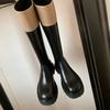 Grape mother studiolee color matching fashion round head thick sole thick heel medium long tube thin knight boots women autumn and winter