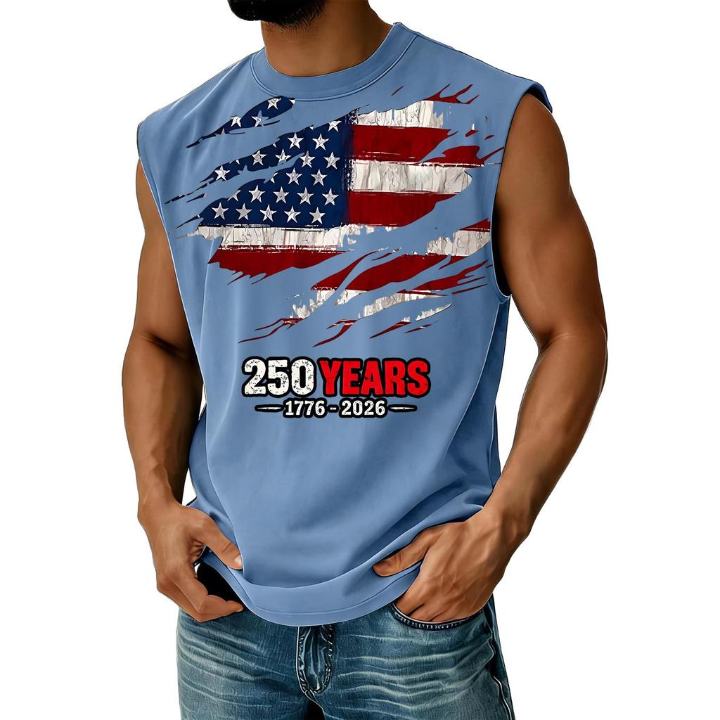 Men's Casual Independence Day Printed Tank Top