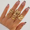 Ingemark 6Pcs/Set Classic Gold Color Hollow Irregular Texture Open Rings Women Vintage Geometric Finger Ring Couple Jewelry Gift