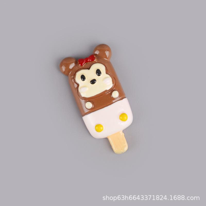 Simulation Resin Accessories Ice Cream Cabinet Cartoon Animal Popsicle Diy Jewelry Accessories Materials Children'S Play House Toys