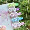Korean Style Five-Petal Flower Hair Clip – Candy Color Plaid Wave Design for Girls